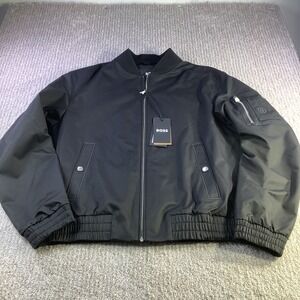 BOSS Hugo Boss Water Repellent Double‎ B Monogram Bomber Jacket Black 36R NWT